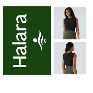 HALARA Black Patitoff Flow Pet Hair Resistant Crew Neck Cropped Tank Top